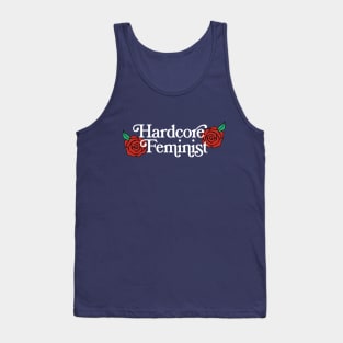 Hardcore Feminist - Original Typographic Floral Design Tank Top